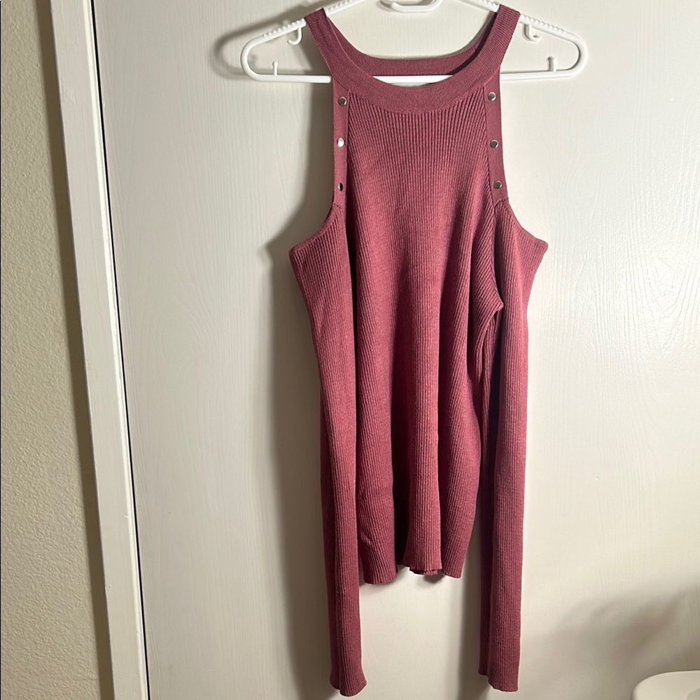 Stylish Mauve off the shoulder long sleeve sweater top